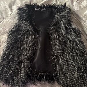 Faux fur black and white vest